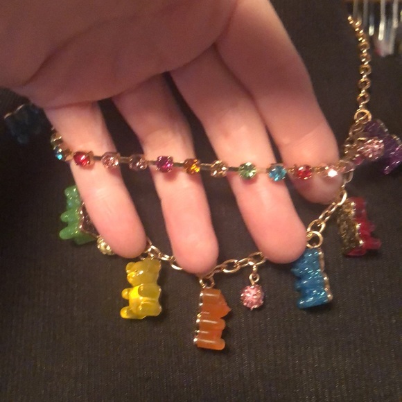 NWT Sparkling ✨ BETSEY JOHNSON Glittery Multicolored GUMMY BEAR Necklace - Picture 9 of 16